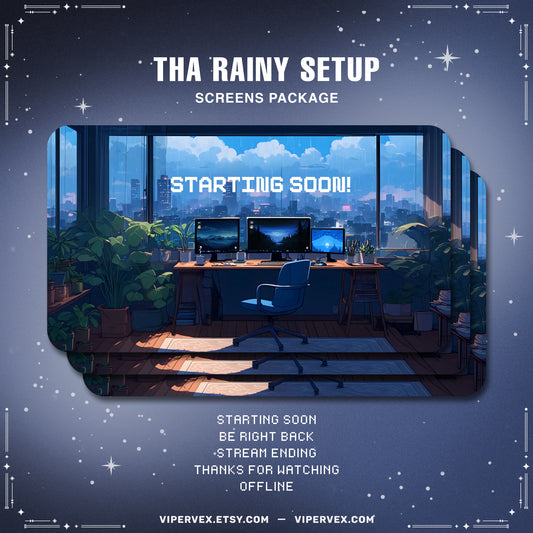 Blue Gaming Room Animated Stream Screens Pack