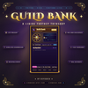 A pixel-art fantasy guild treasury overlay on a Twitch scene with its coin hoard