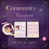 A transparent stream passport overlay filling with collectible stamps on a Twitch layout