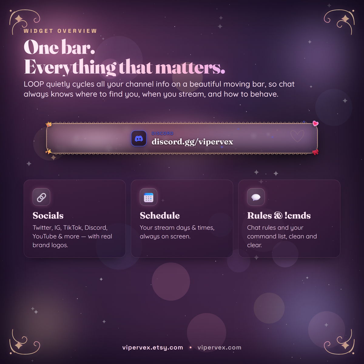 Overview of the LOOP info bar overlay sitting along the bottom of a stream scene