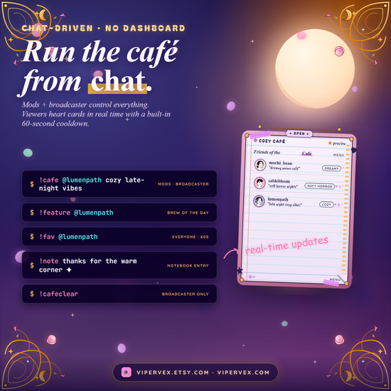 Chat commands for recommending a streamer and adding a note to the card