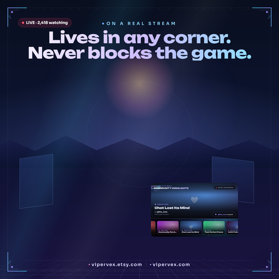 The highlight wall in place on a live stream layout beside gameplay