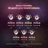 Seven themes for the birthday overlay shown side by side, each with its own colours, artwork and typography
