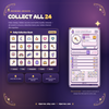 The twenty-four collectible stamps viewers can earn by checking in