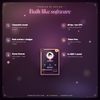 Close detail of the holographic card showing avatar, sub badge, rank emblem and XP bar
