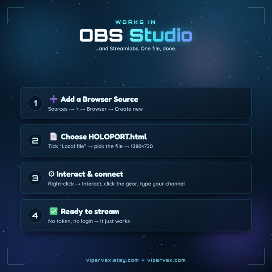 Adding the hologram widget as a browser source in OBS at 1280 by 720