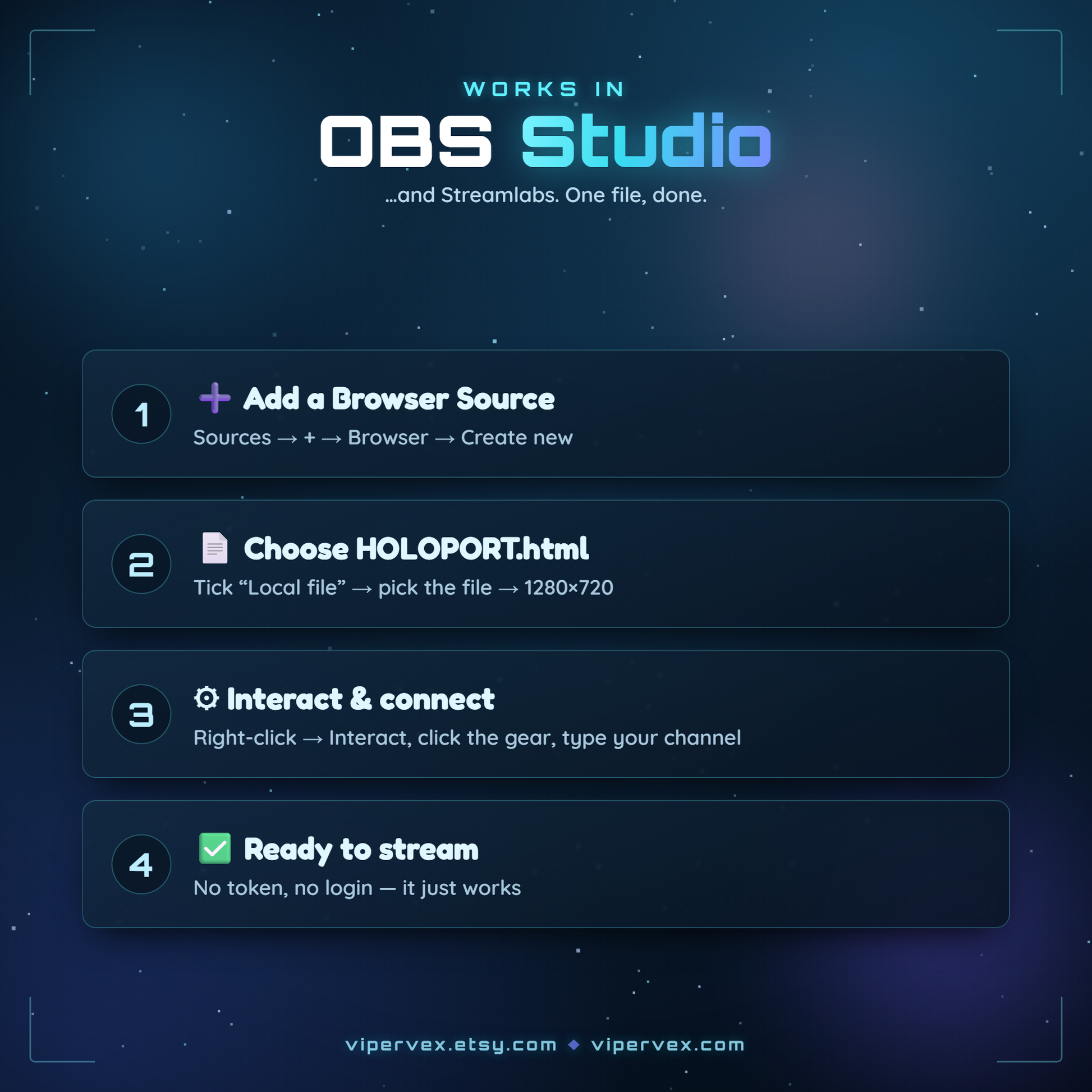 Adding the hologram widget as a browser source in OBS at 1280 by 720