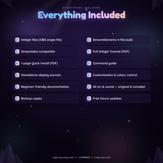 Download contents: twelve numbered folders of widget files, guides and notes