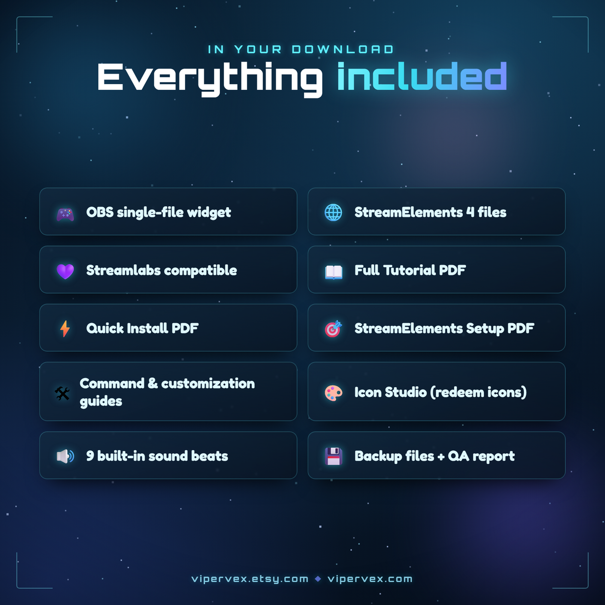 Download contents: twelve numbered folders with widget files, guides and assets