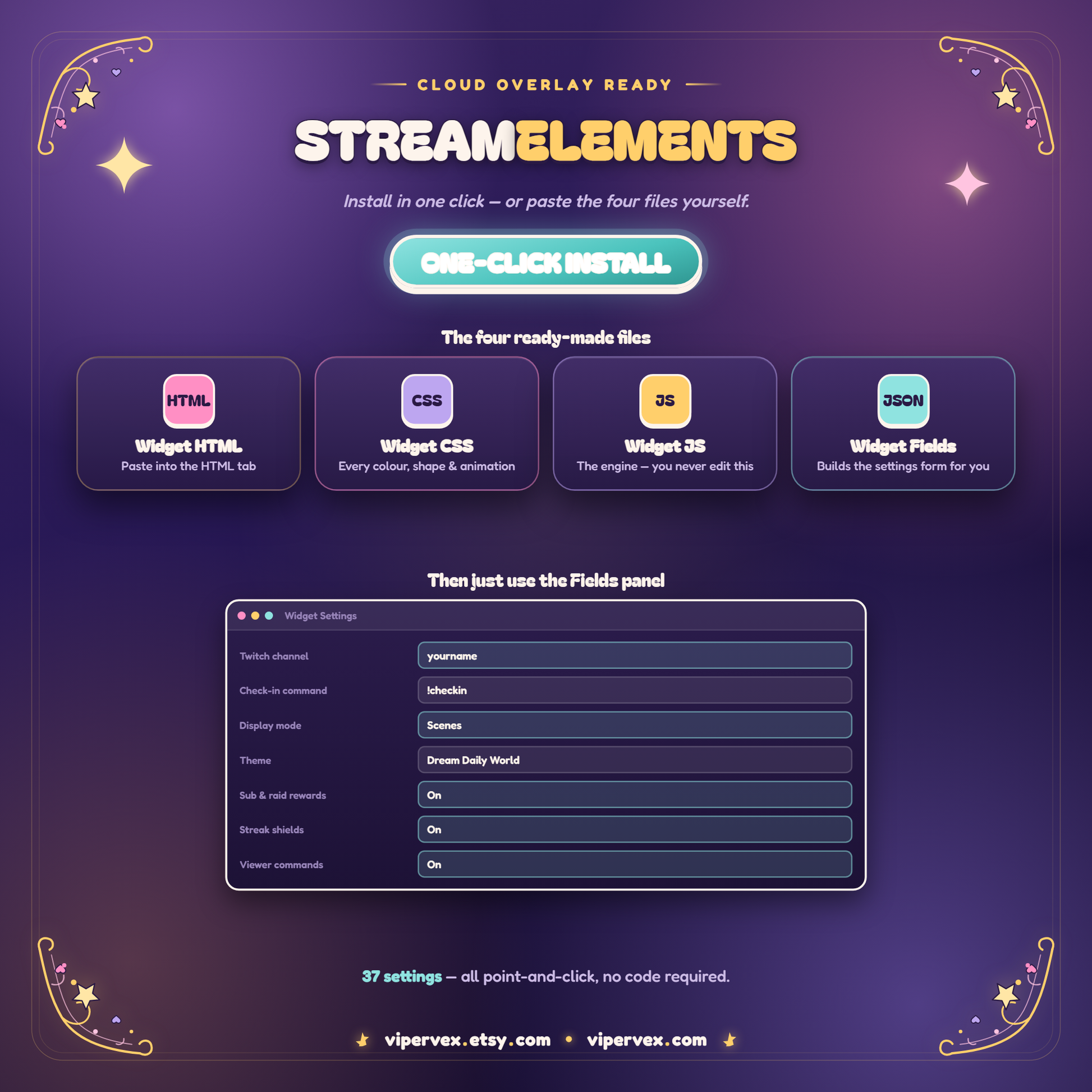 The same options available in the StreamElements Fields panel