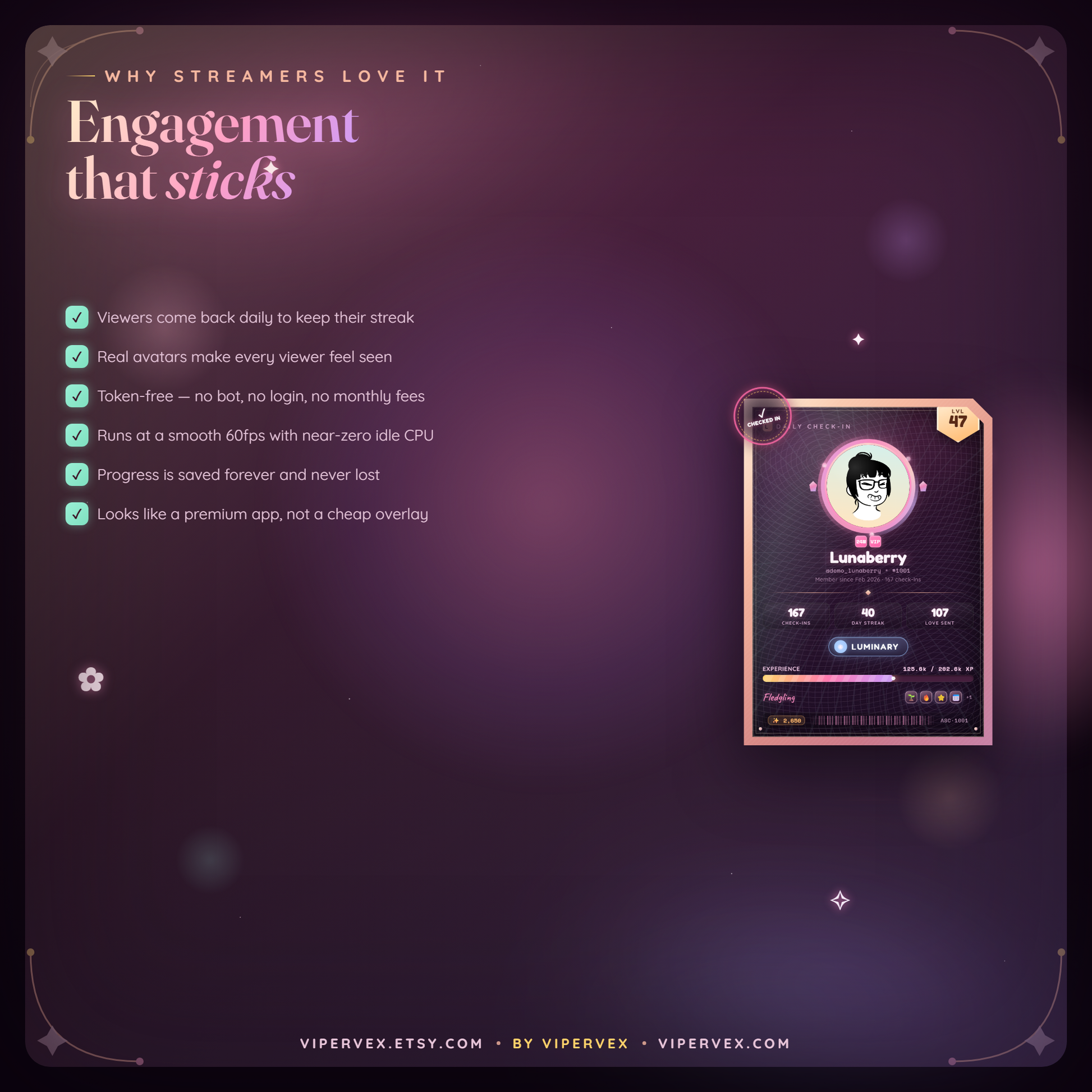 Why streamers use a check-in widget: regulars return daily and lurkers start talking