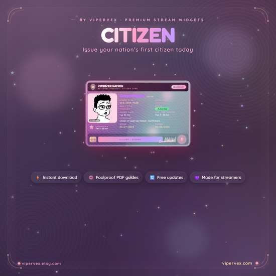 ViperVex branding card for the collectible ID card stream widget