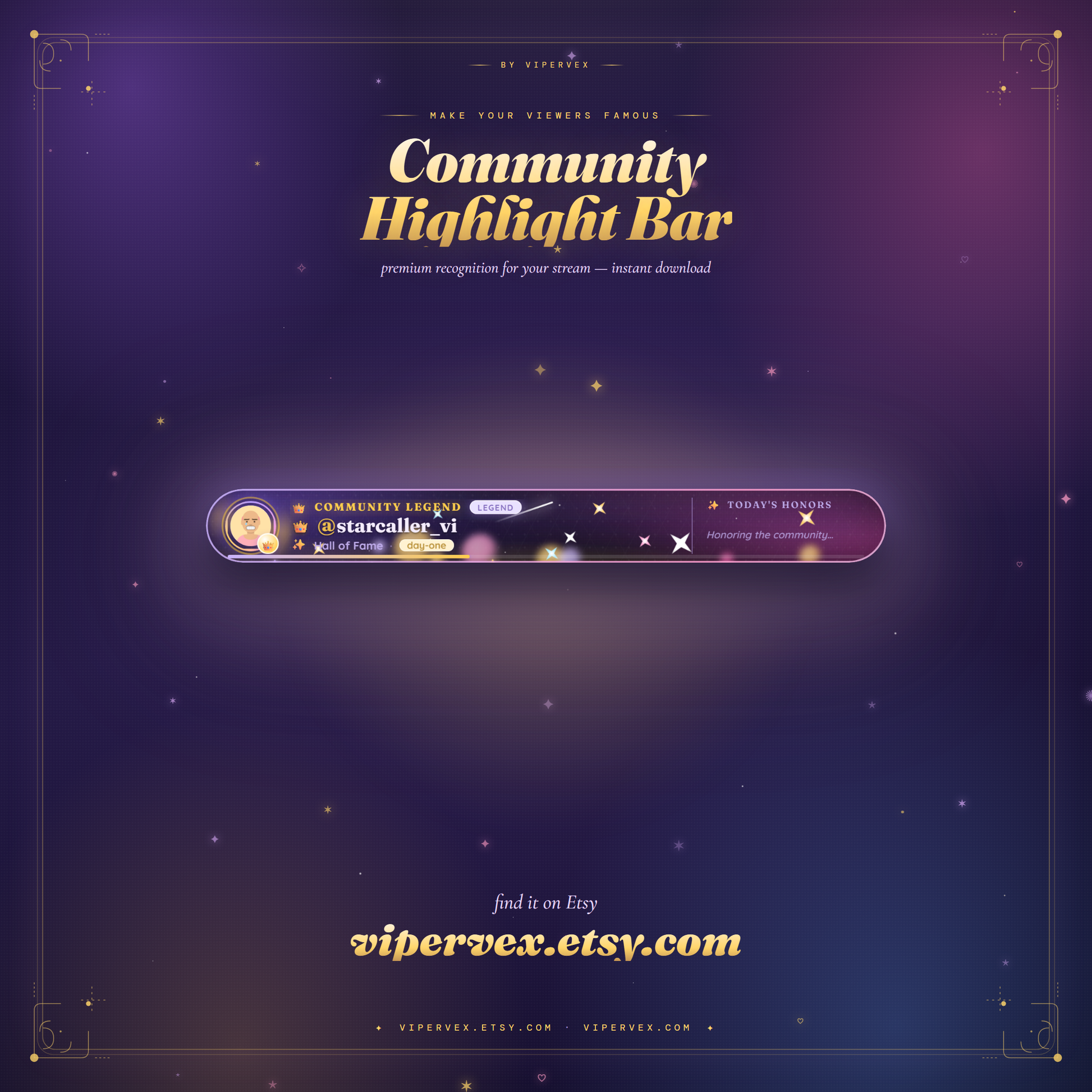 ViperVex branding card for the community spotlight bar stream widget