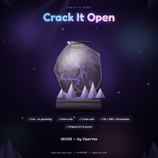 ViperVex branding card for the geode crack-open channel points widget