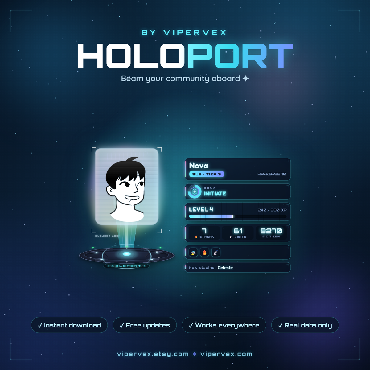 ViperVex branding card for the hologram viewer scanner widget