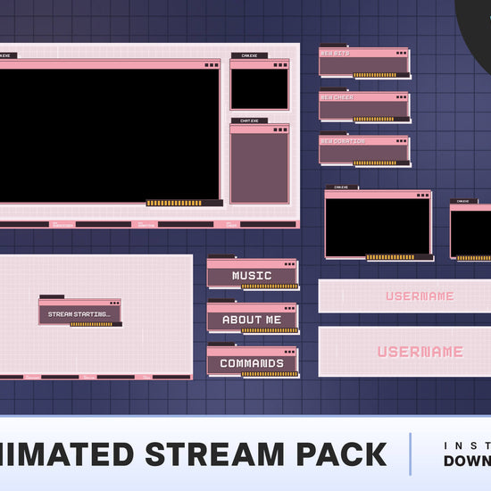 cute Pink twitch overlay pack