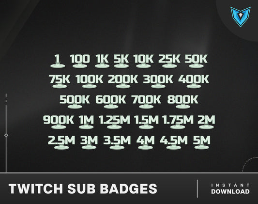 28x Twitch Bit Badges Cute Numbered, Green Bit Badges, Green Sub Badges, 18 Bit Badges, Twitch Overlays