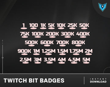 28x Holographic Bit Badges | Complete Twitch Bit Badges | Twitch Tier Badges | Sub Bit Badges