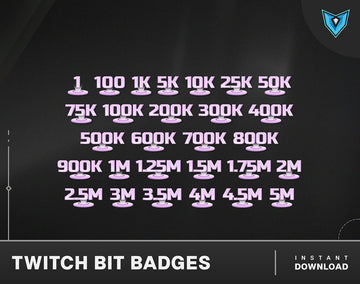 Holographic Twitch Bit Badges, 28x Twitch Bit Badges / Bit Tier Badges / Number bit badges / Twitch Sub Badges