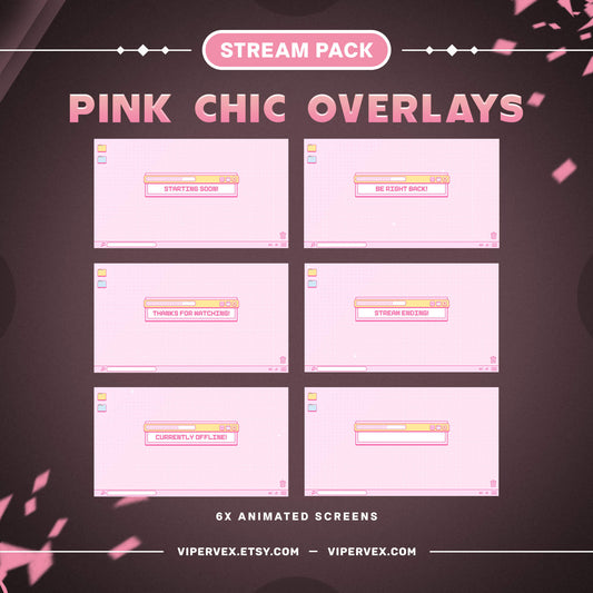 Pink Twitch Overlay Package Animated, Cute Pink Twitch Overlay, Twitch Overlay Kawaii, Minimalist Twitch Overlay, Streaming Graphics