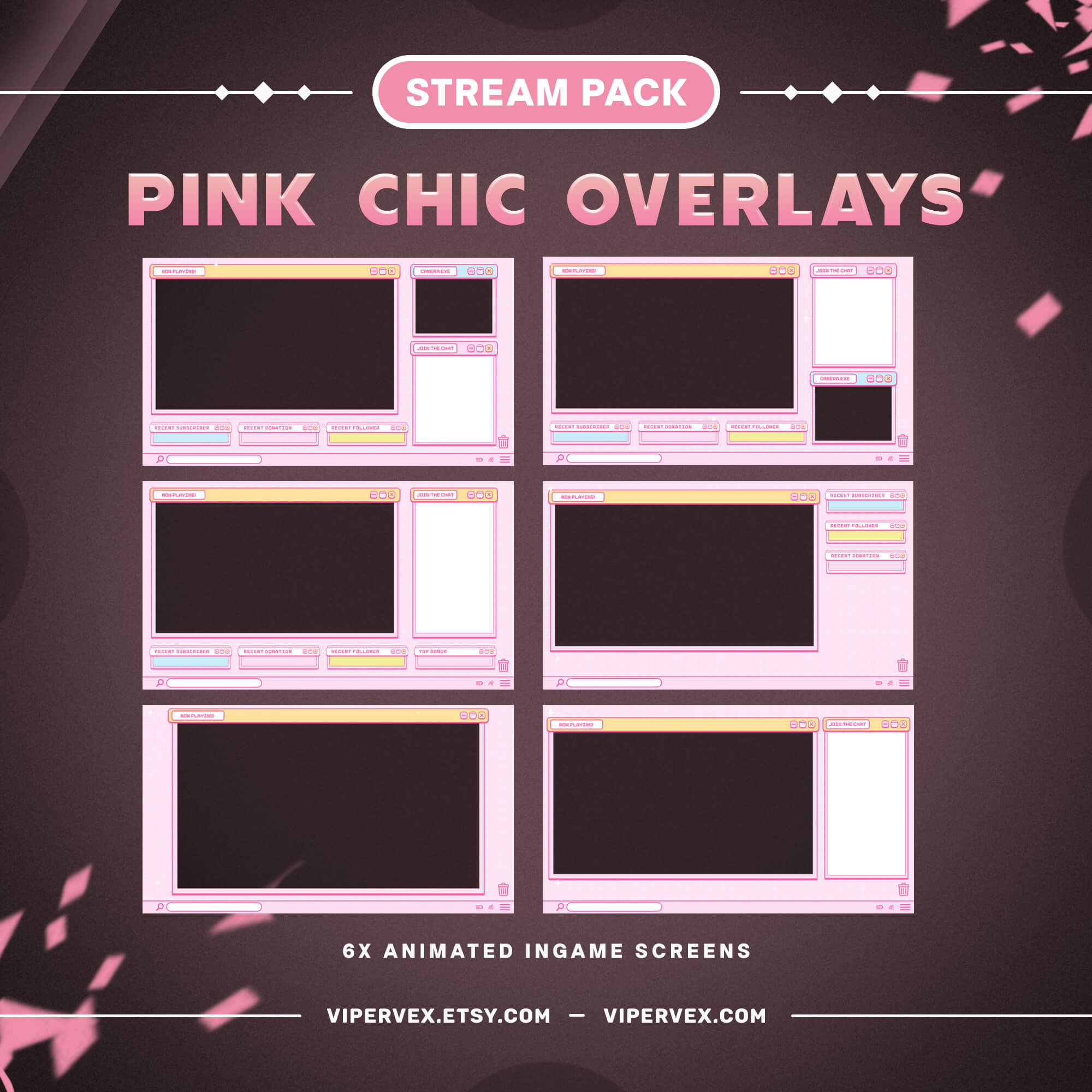 Cute Kawaii Overlay Screen - Pink