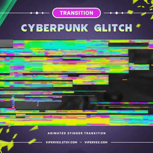 Cyberpunk Stinger Transition Glitch Digital With Sound, Vtuber Stinger Transition, Transition OBS, Stinger Twitch