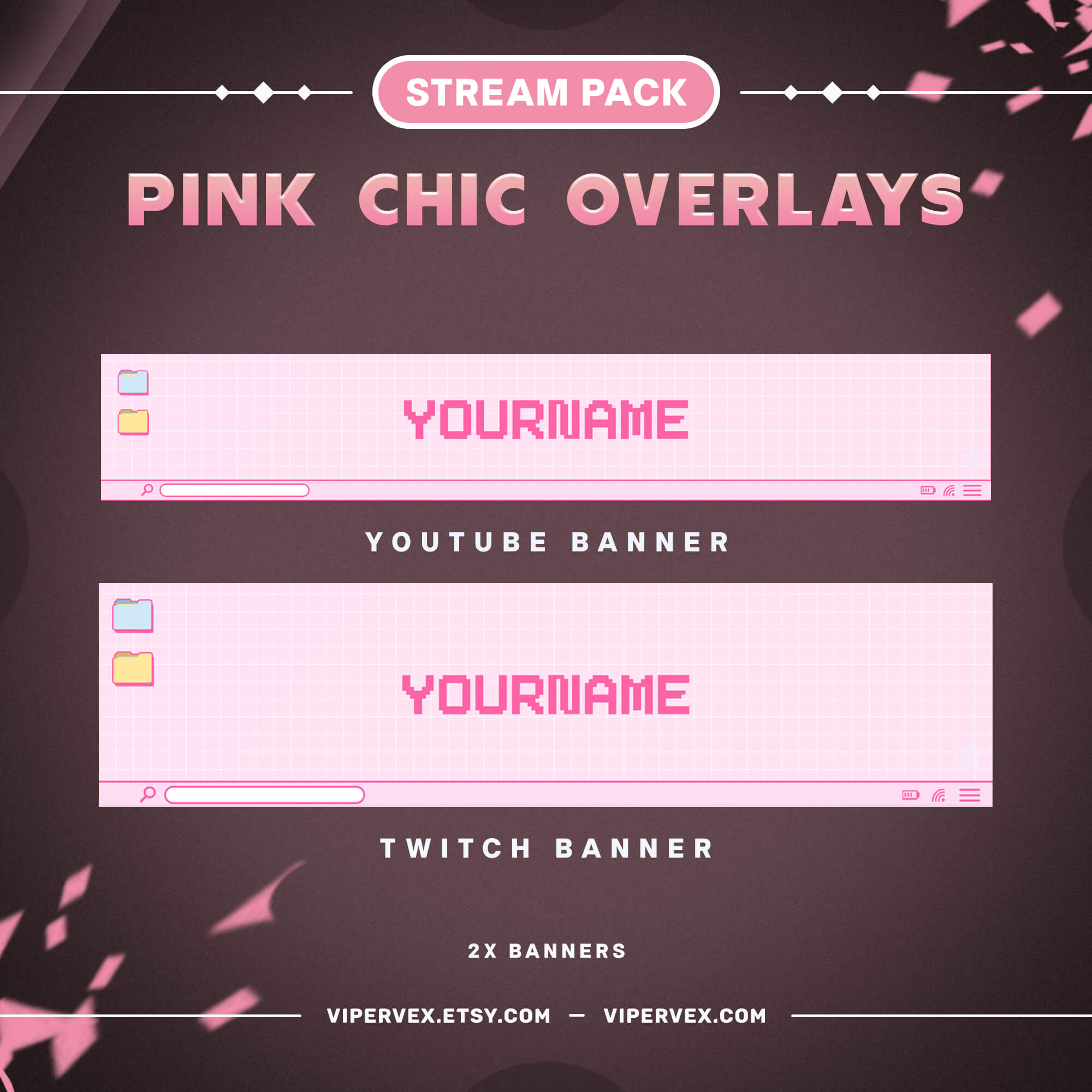 Cute Kawaii Overlay Screen - Pink