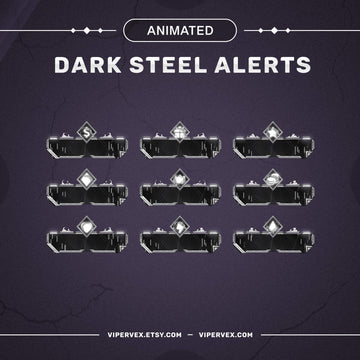 Dark Gothic Black Steel Animated Alerts| Black Stream Alerts | 9 Animetd Twitch Alerts | SteamLabs Alerts