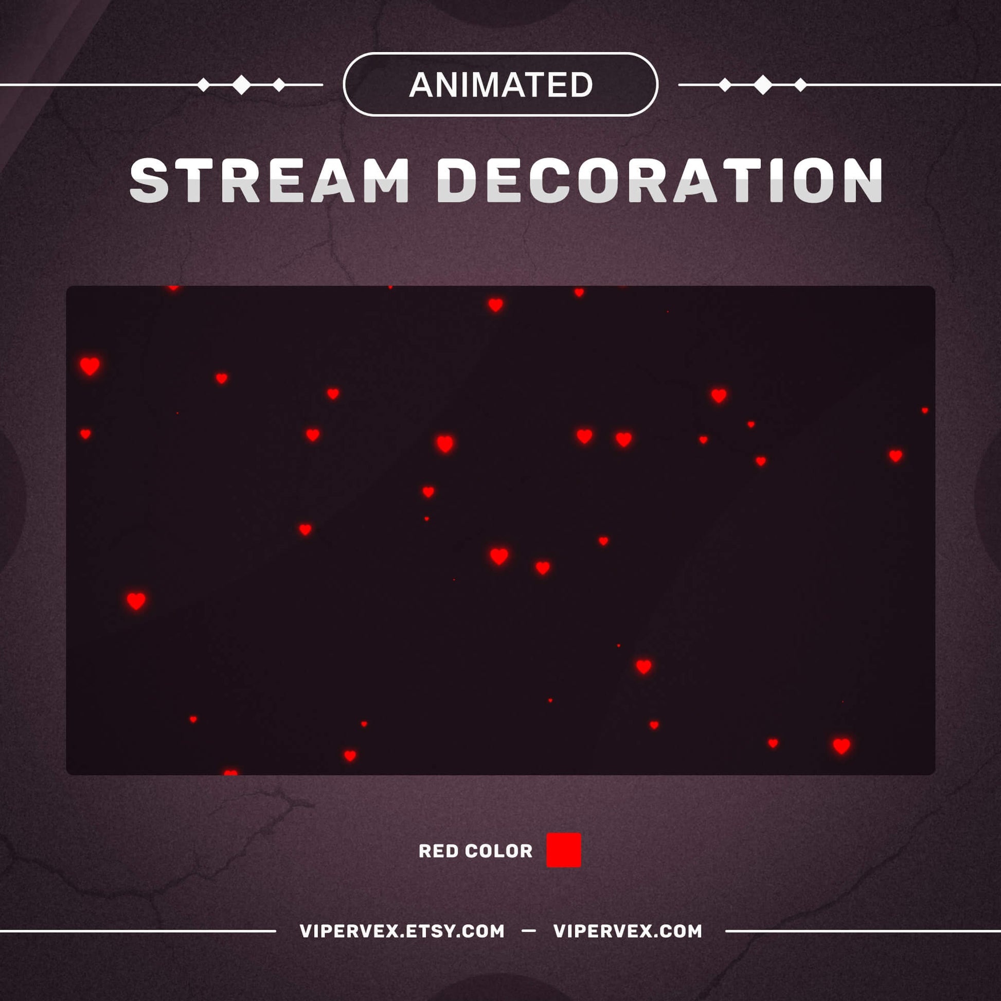 Animated Hearts Stream Decoration | Valentine's Day Hearts For Streamers and Vtubers | Twitch Stream Decoration | Twitch Overlay