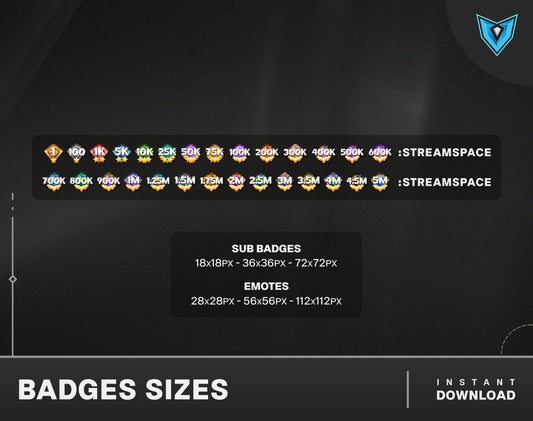 Twitch Bit Badges Cute Numbered, Bit Badges, Sub Badges, 18 Bit Badges, Twitch Overlays