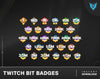 Twitch Bit Badges Cute Numbered, Bit Badges, Sub Badges, 18 Bit Badges, Twitch Overlays