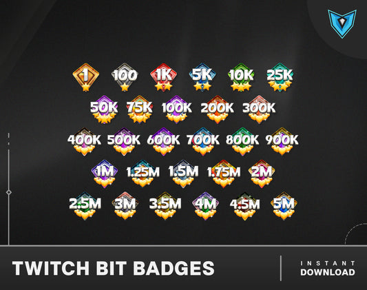 Twitch Bit Badges Cute Numbered, Bit Badges, Sub Badges, 18 Bit Badges, Twitch Overlays