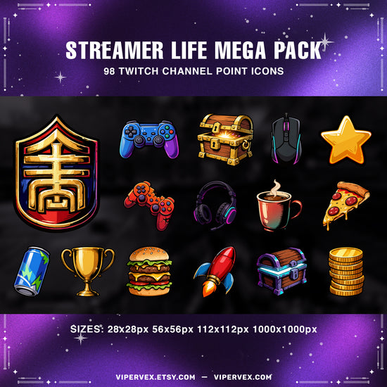 98 channel point icons preview for Twitch — ViperVex