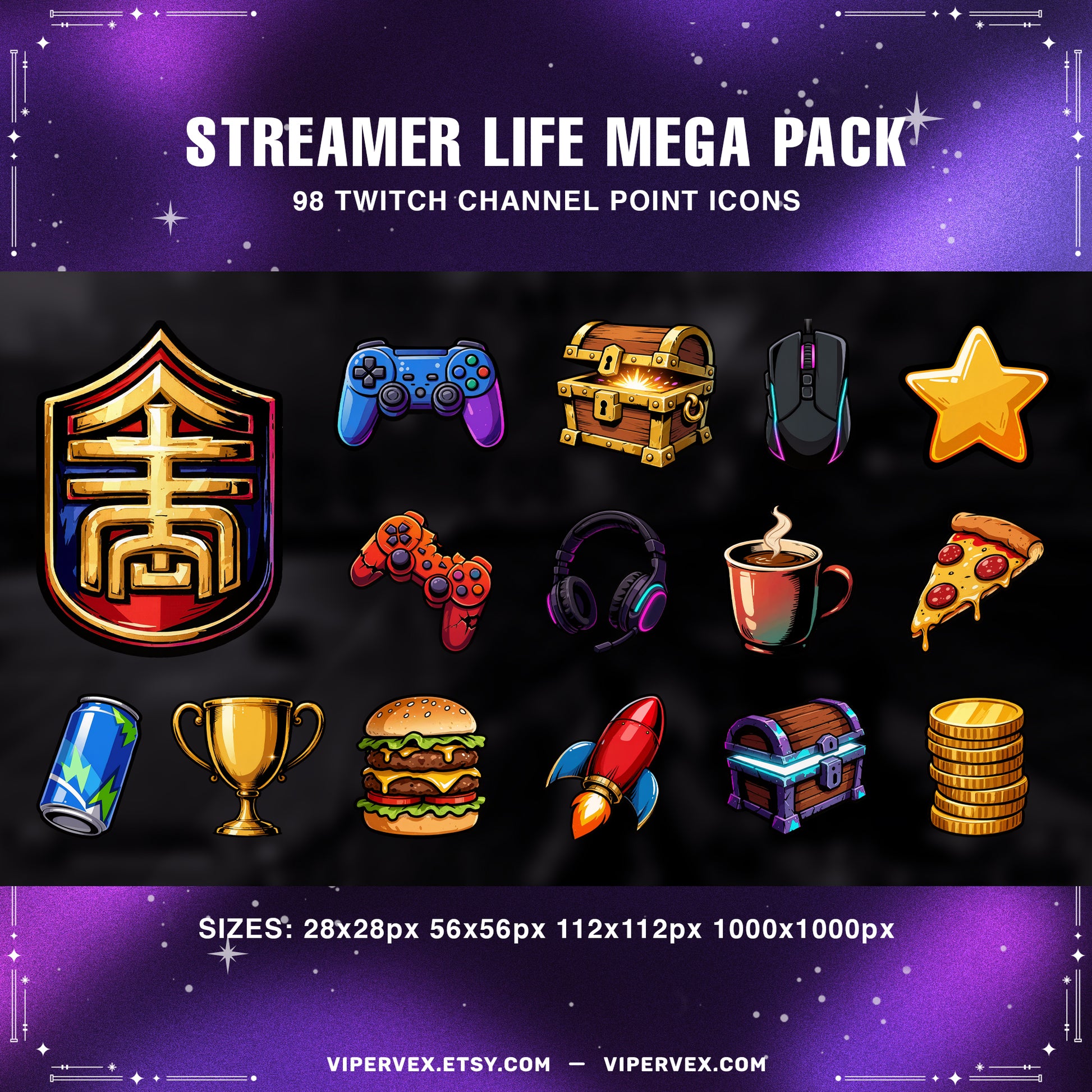 98 channel point icons preview for Twitch — ViperVex