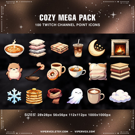 Cozy Twitch Channel Points Icons Pack 100