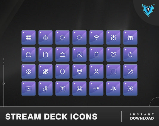 StreamDeck Icons Purple | 84 StreamDeck Icons | Twitch Streamer Assets | Streamdeck Icons | Streamdeck Icon Pack