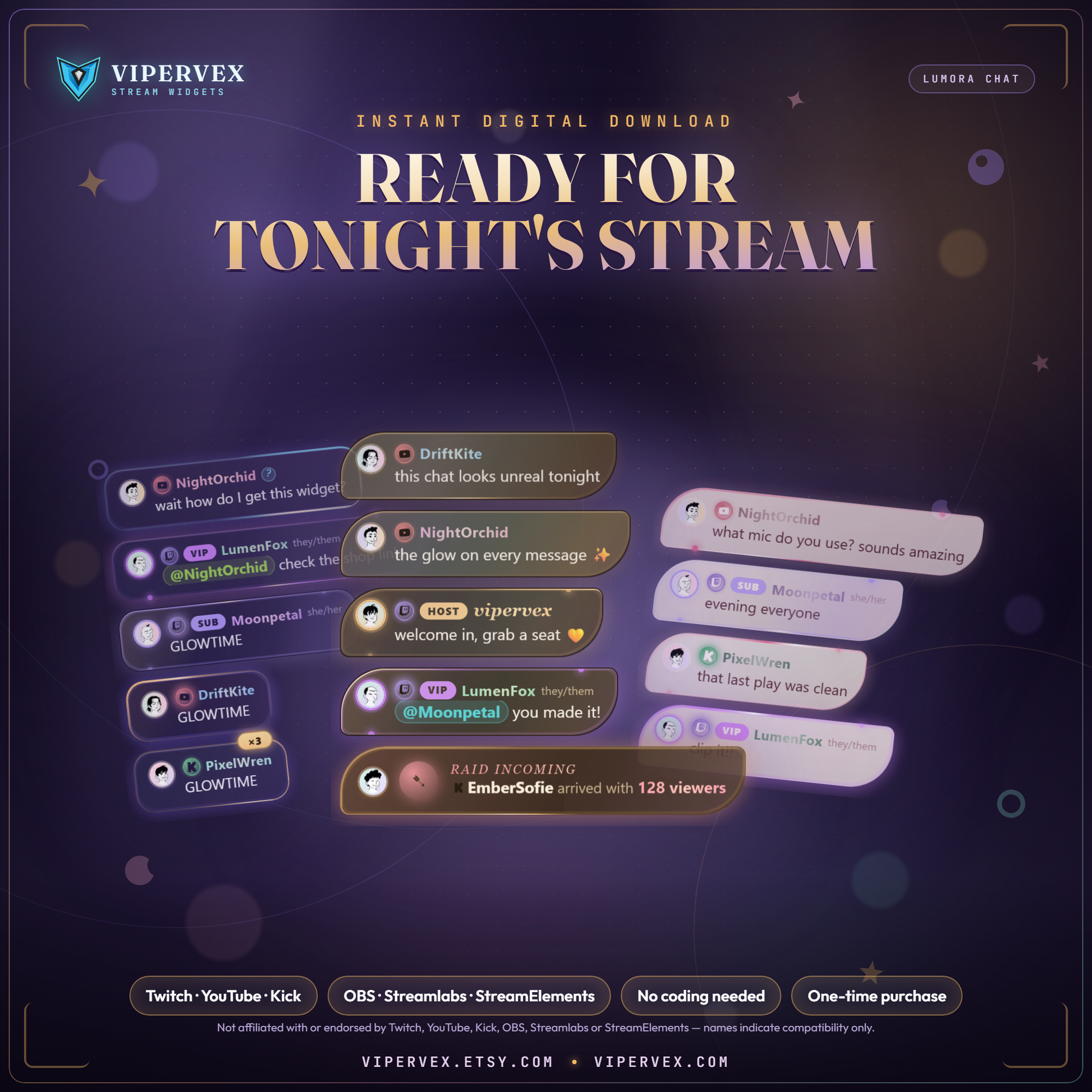 LUMORA CHAT multistream chat widget by ViperVex closing card