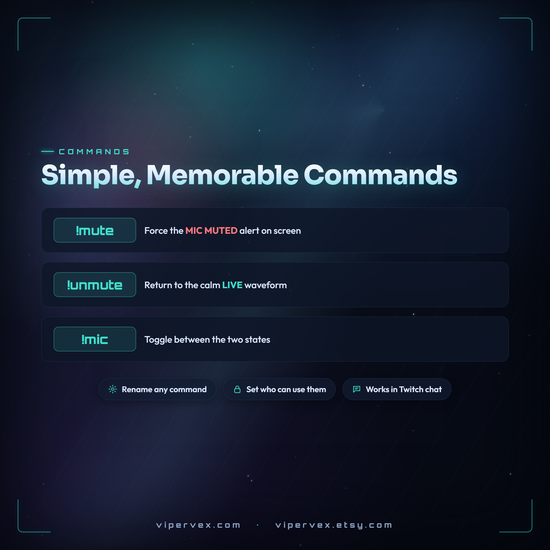 The mute, unmute and mic chat commands for you and your moderators