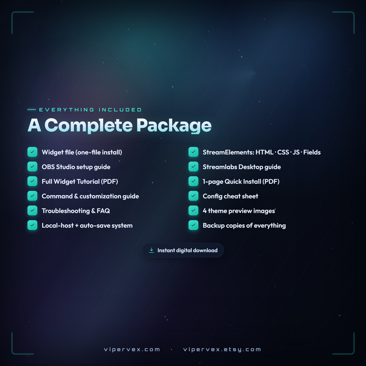 Everything included: widget file, guides, theme previews, chime and fonts
