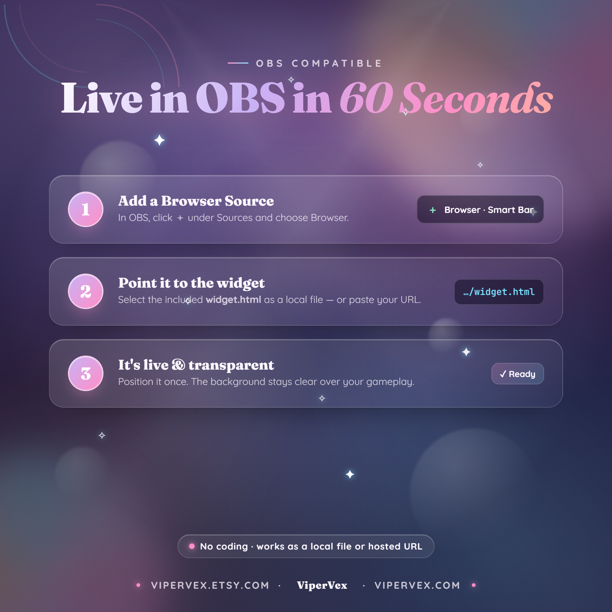 Adding the ticker bar as an OBS browser source at 1200 by 220