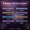 Themes with their own fonts, frames and palettes plus per element colours