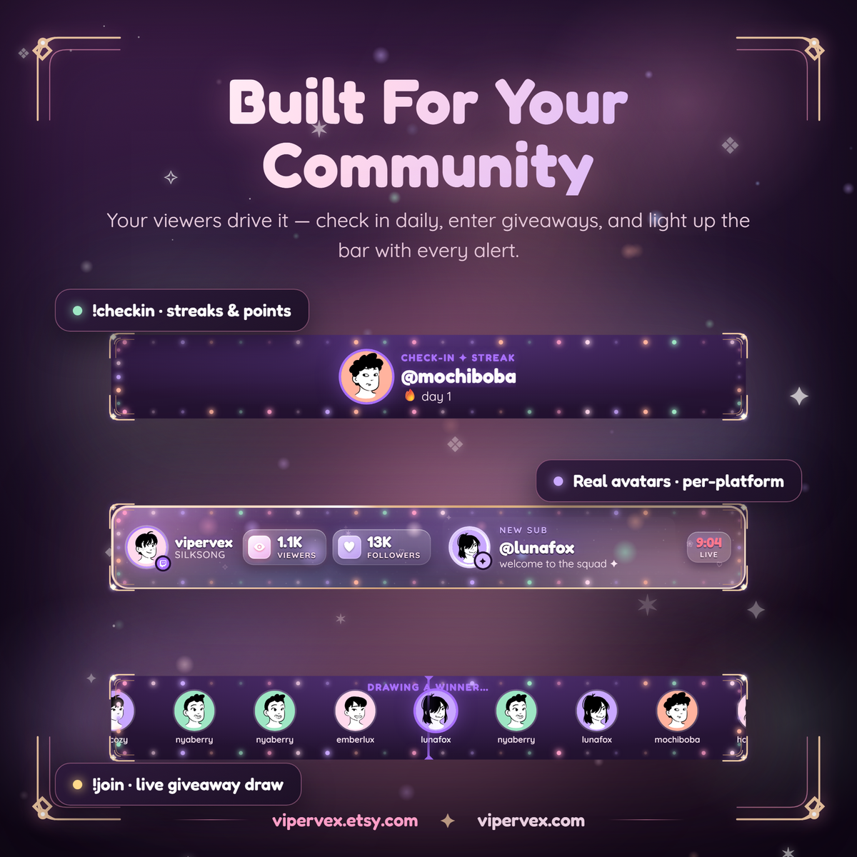 Daily check in earning free points with a viewer leaderboard