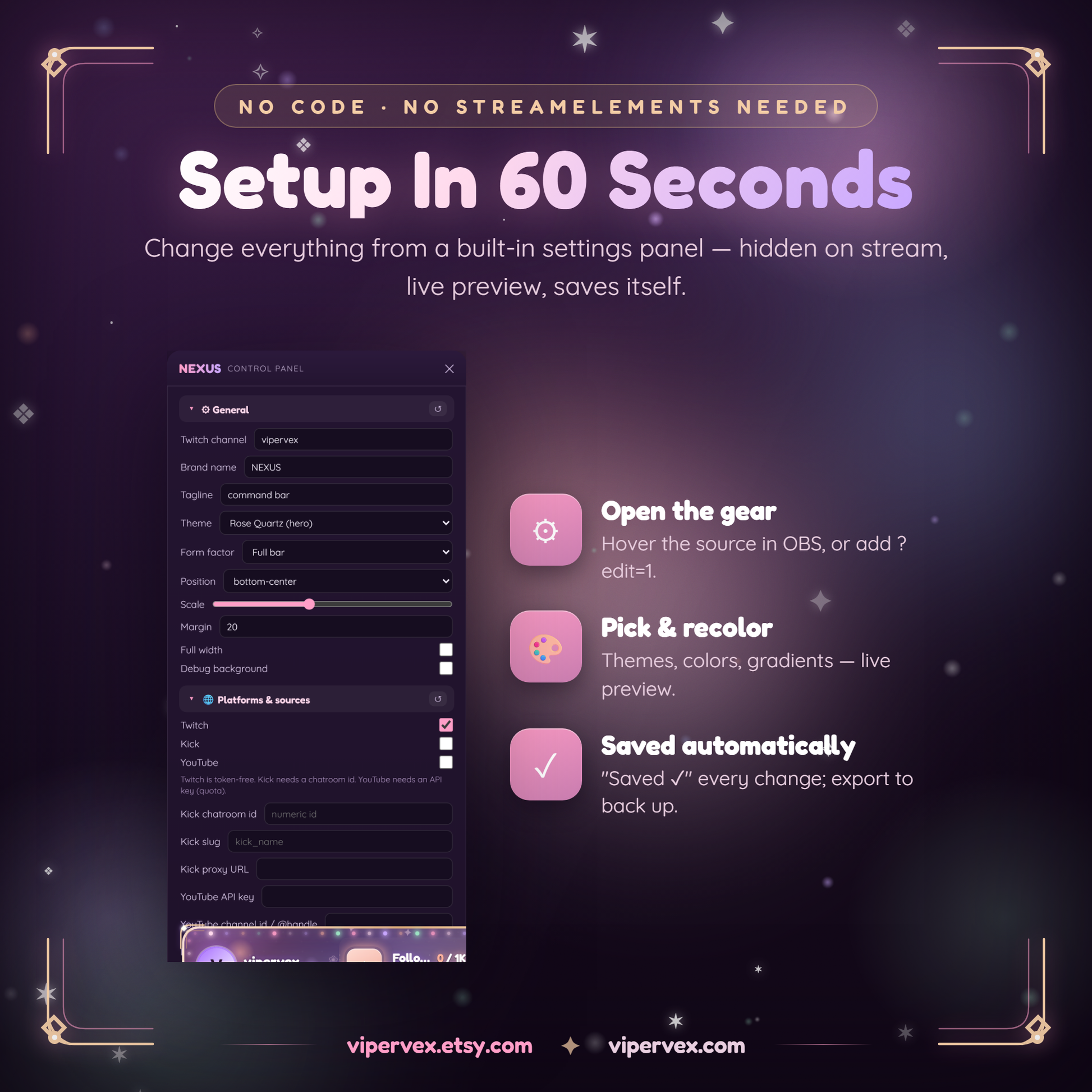 Quick setup steps for the Twitch giveaway and check in command bar
