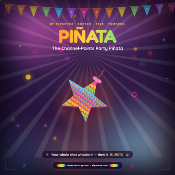 Pinata widget hanging on a Twitch stream with candy leaking from a torn seam