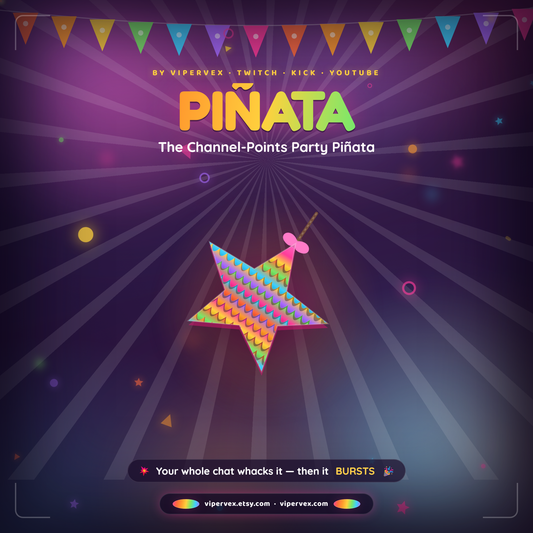 Pinata widget hanging on a Twitch stream with candy leaking from a torn seam