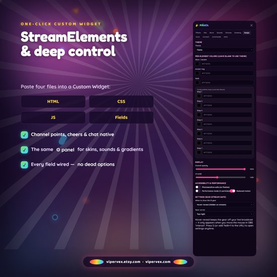 Setting up the pinata as a StreamElements custom widget for channel points