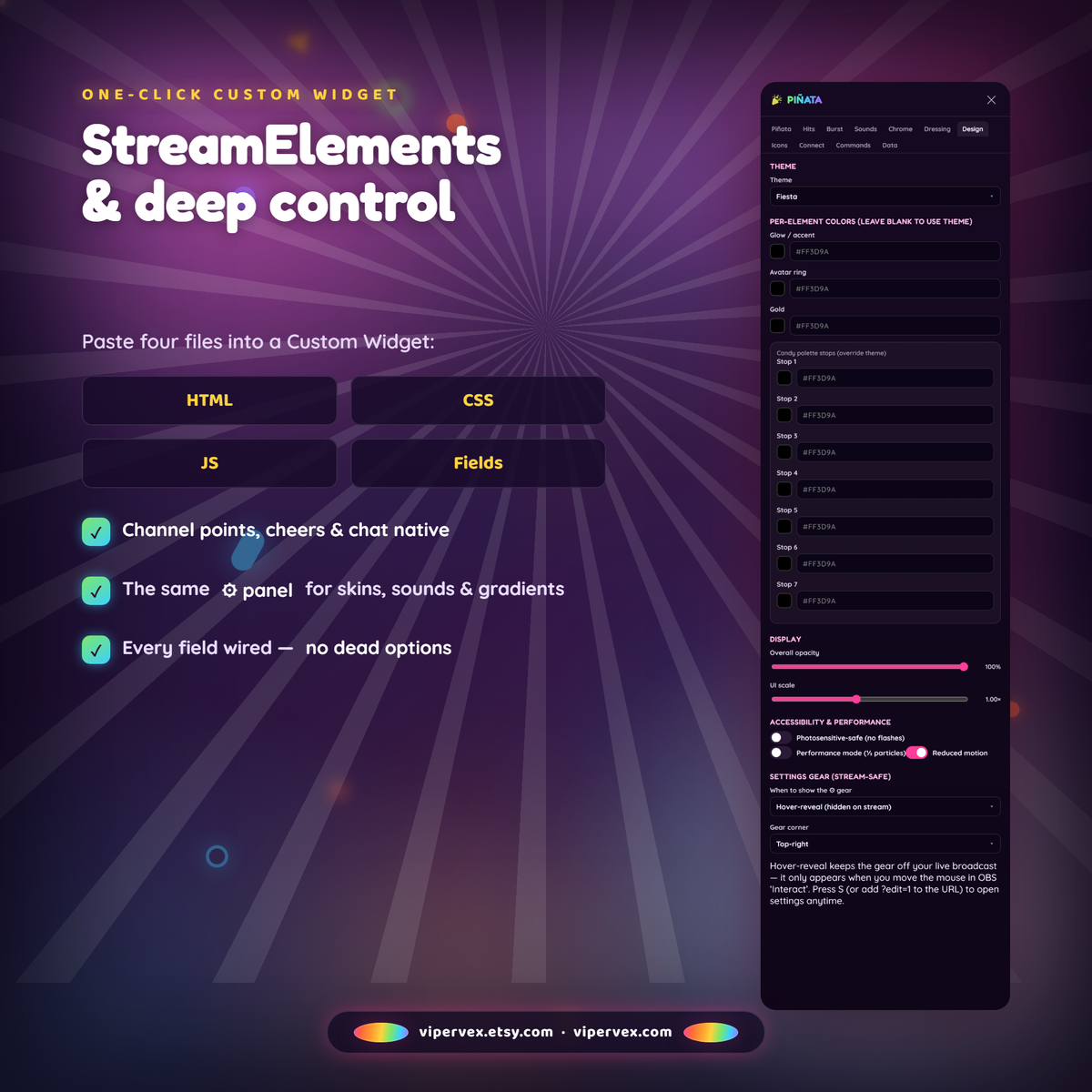 Setting up the pinata as a StreamElements custom widget for channel points