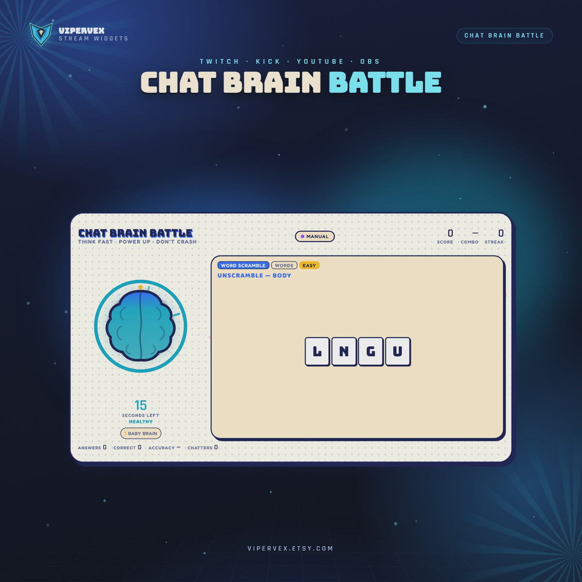 Product video: a round runs, chat answers, and the Brain Core gains power before the rank orbit fills