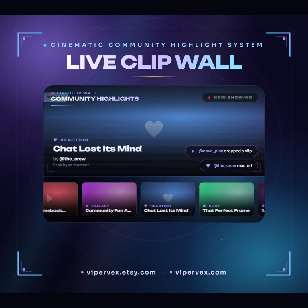 Product video: the highlight wall cycling through community clips, fan art and milestones
