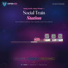 Social Train Station demo: the train pulls in, each wagon shows a social with a QR code, then it departs